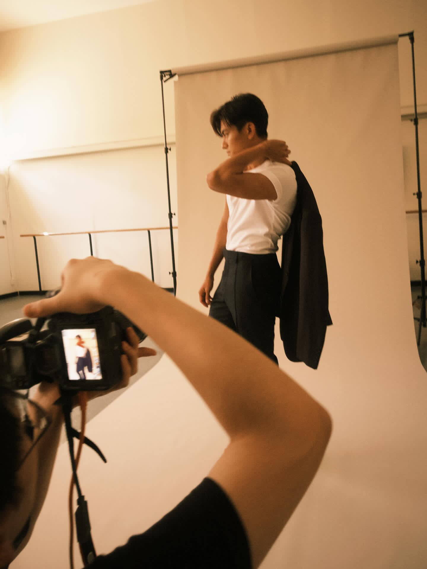 Arena Homme+ China — behind the scenes, photographer at work