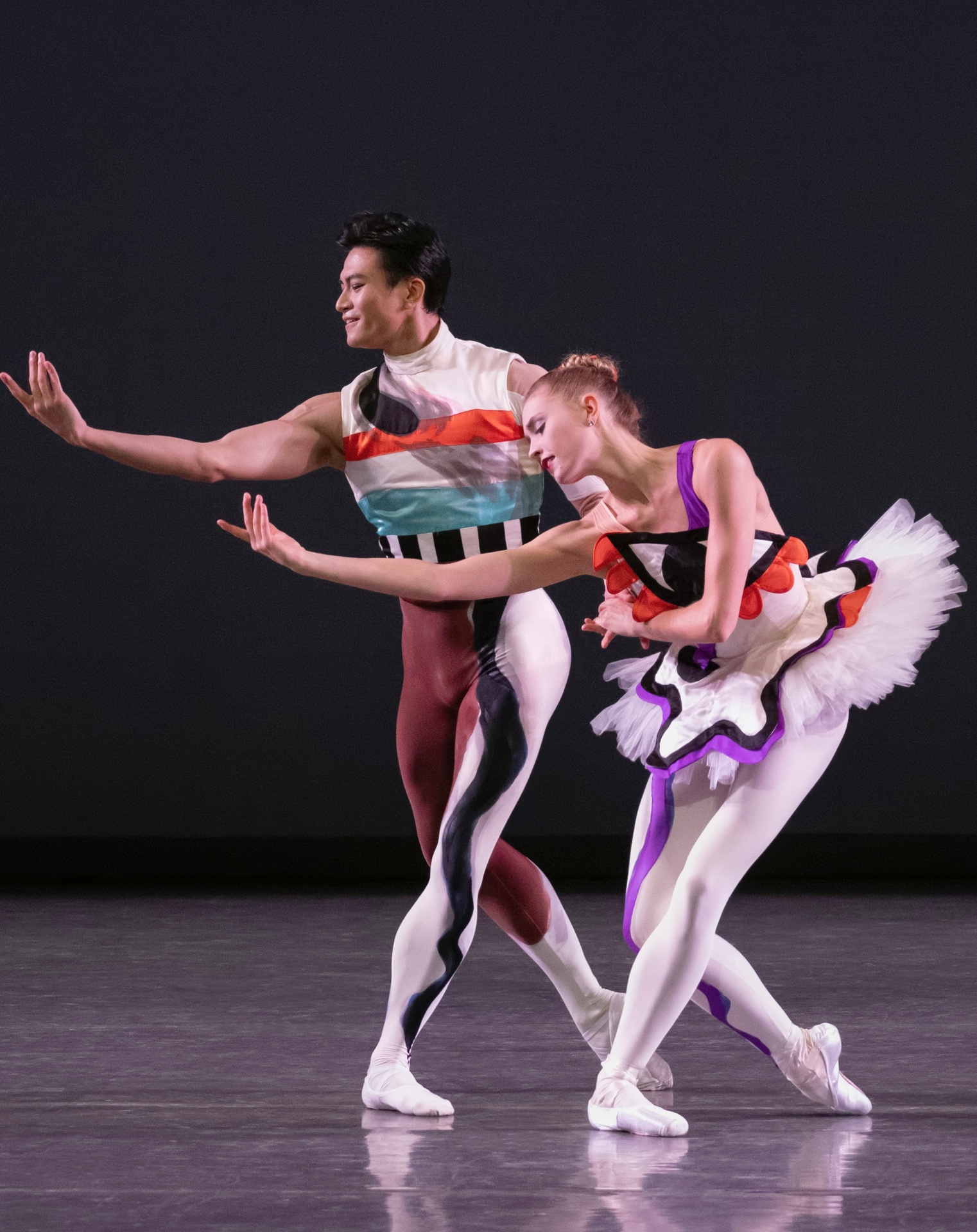 Pulcinella Variations series — Pulcinella Variations — partnered duet in vivid Tsumori Chisato commedia dell'arte costumes