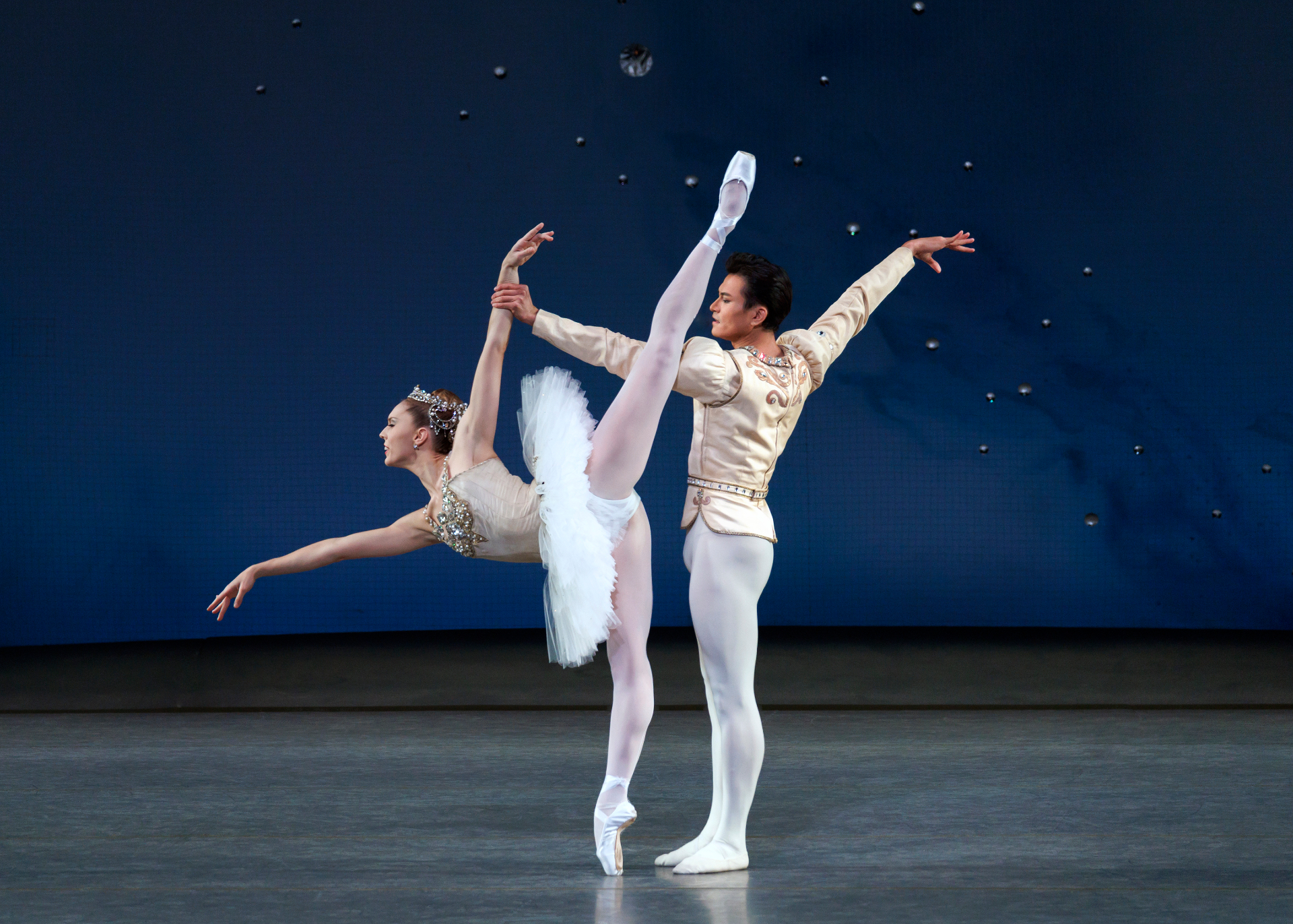 Diamonds series — Diamonds — supported penché arabesque with ballerina in jeweled tutu