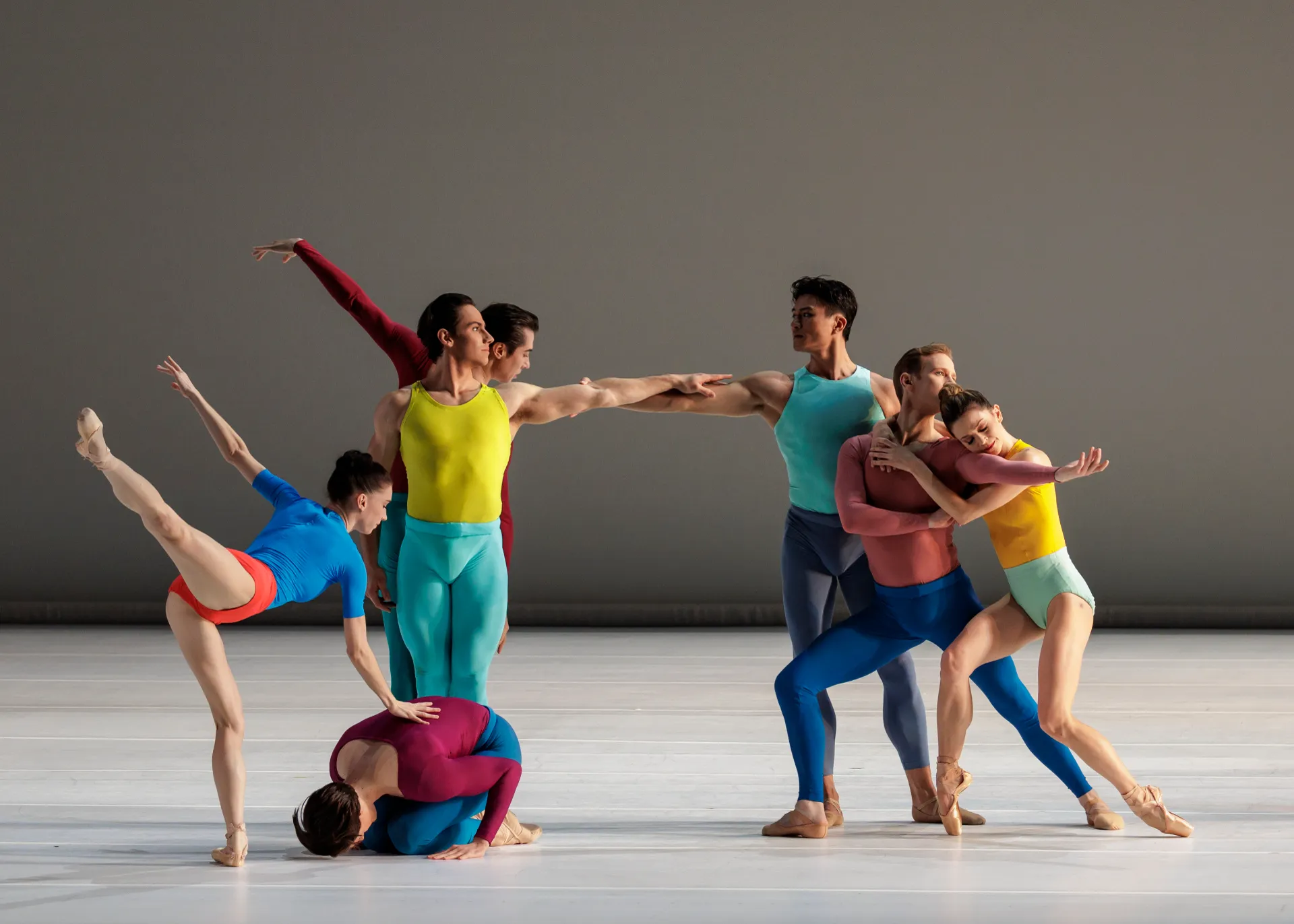 Copland Dance Episodes series — Copland Dance Episodes — ensemble tableau in bright costumes