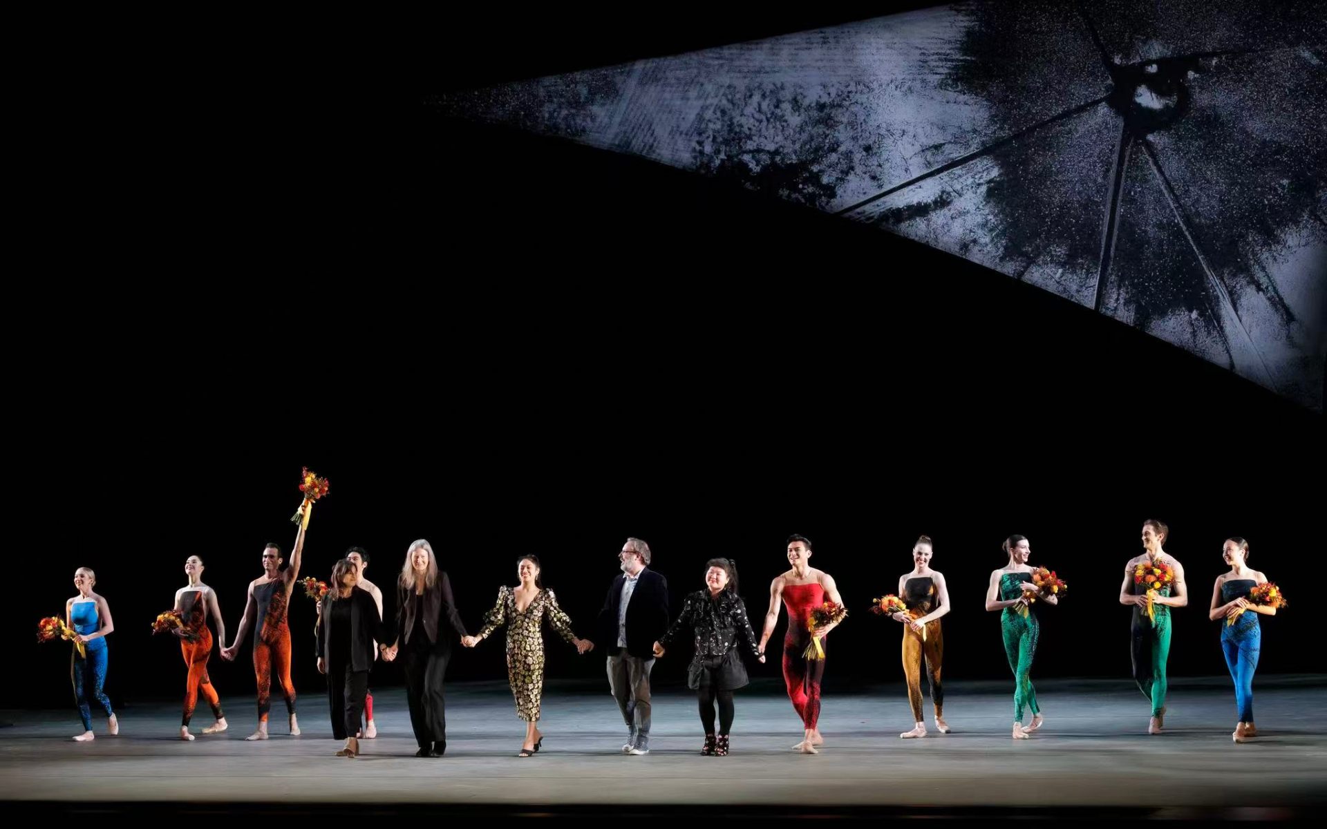 Fortuitous Ash series — Fortuitous Ash — company curtain call beneath Dan Scully set