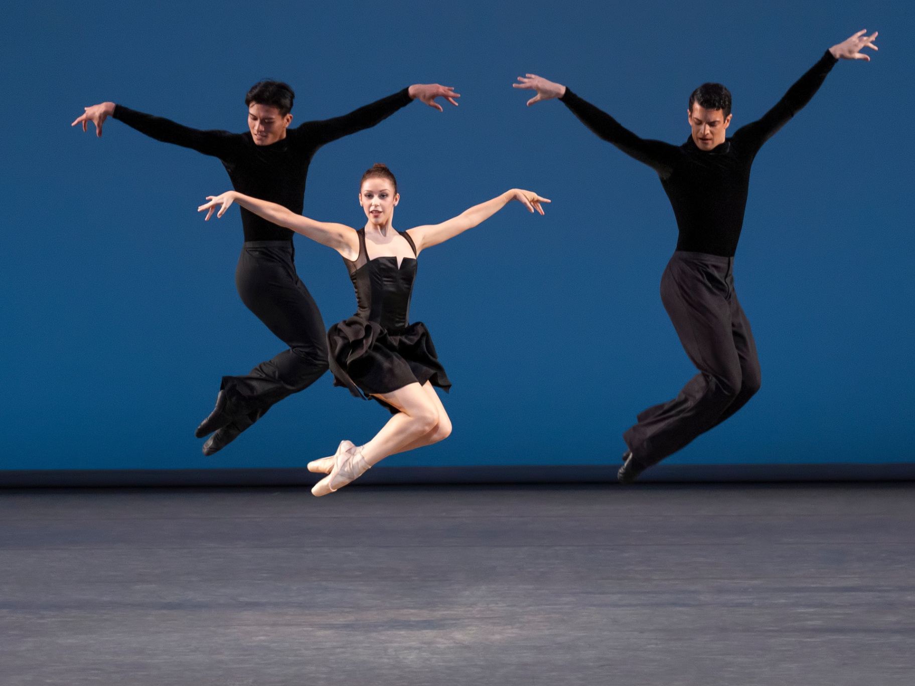 Underneath, There Is Light series — Underneath, There Is Light — trio mid-leap with ballerina in black dress