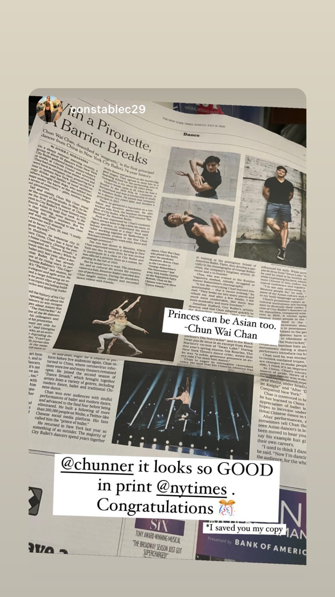 The New York Times — 'With a Pirouette, A Barrier Breaks'