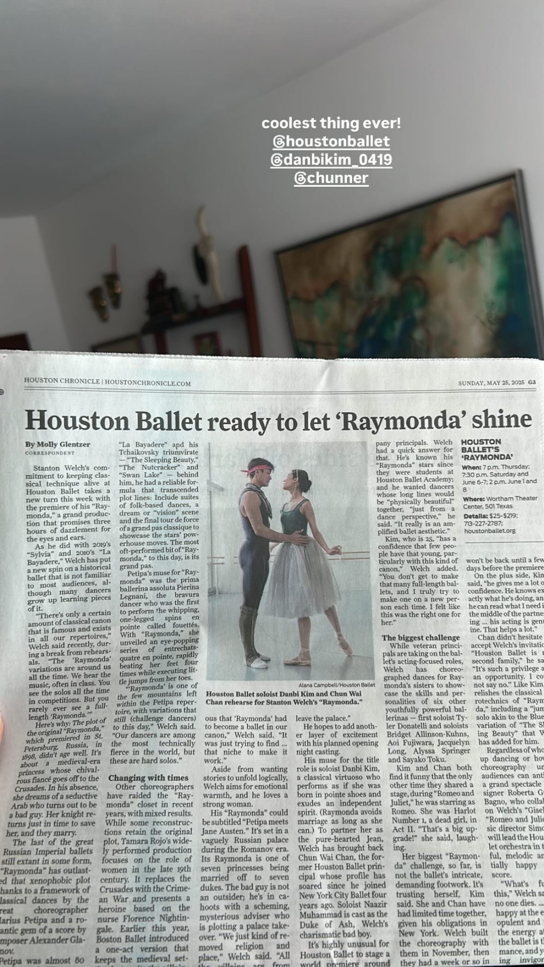Houston Chronicle — Houston Ballet ready to let 'Raymonda' shine